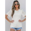 Amaryllis Women's Ribbed Knit Top with Eyelet Lace Flutter Sleeves Elegant Casual Stretchy Fitted Tee - 2 of 4