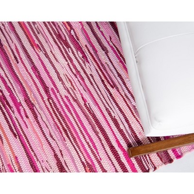 Handmade Pink Braided Synthetic Stripe Reversible Indoor Rug 4x6