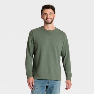 Men's Vintage Textured Crewneck Long Sleeve Shirt - Goodfellow & Co™ - 1 of 3