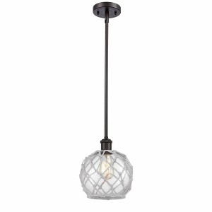 Farmhouse Rope - 1 Light Stem Hung Mini Pendant In Industrial Style-10 Inches Tall and 8 Inches Wide - 1 of 1