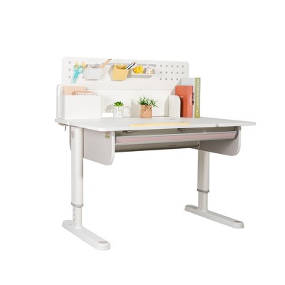 JUJABU 41.3" Kids Adjustable Study Desk with Tiltable Desktop, 0–37° Tilt, White