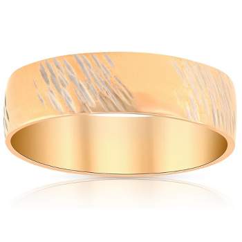 Pompeii3 14k Yellow Gold Mens 6mm Hand Etched Wedding Anniversary Band