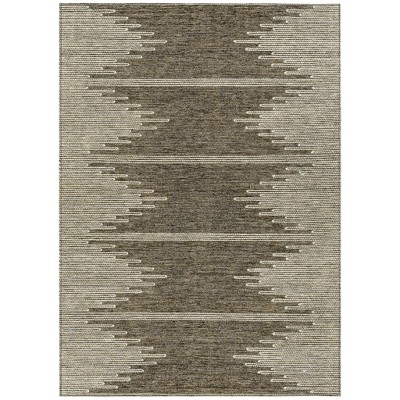 Coffee And Ivory Abstract Washable Indoor Outdoor Area Rug