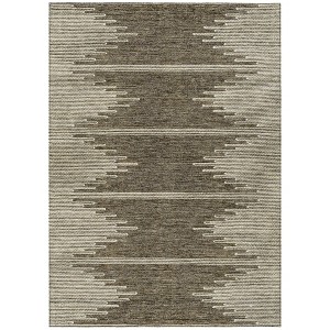 Coffee And Ivory Abstract Washable Indoor Outdoor Area Rug - 1 of 4