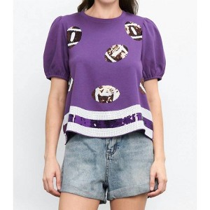 Women's Game Day Sequin Football Tee - Newbury Kustom - 1 of 4