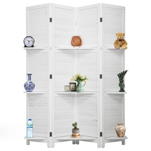 BestMassage 5.6 Ft Room Divider 4 Panel Portable Partition Screen with Storage Shelves - 1 of 4