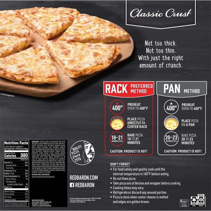 Red Baron Classic Four Cheese Frozen Pizza - 21.06oz, 5 of 12