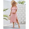 BLUEMING Maternity Sundress Flounce Elastic Neckline Dress Thigh Slit Maxi A-Line Dress - 3 of 4