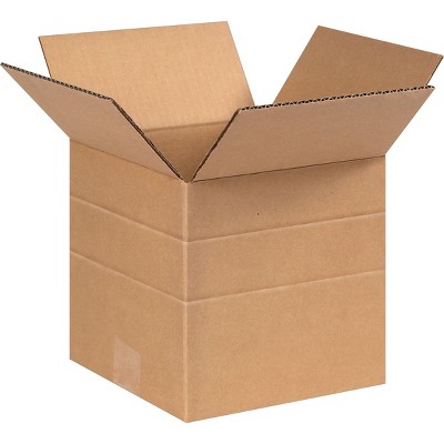 The Packaging Wholesalers 8 x 8 x 8 Multi-Depth Shipping Boxes Brown BS080808MD