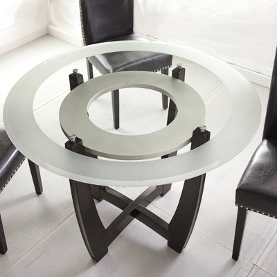 48" Round Glass and Espresso Wood Dining Table