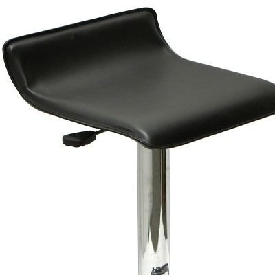 Sleek Modern Glam Adjustable Black Leather Swivel Counter Stools - Set of 2