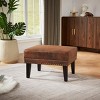 FONTOI Ottomans and Benches Vintage Ottoman, Classic Riveted Footrest, End of Bed Bench with Legs, Upholstered Bench, Brown, 24.6"*19.68"*16.14" - 4 of 4