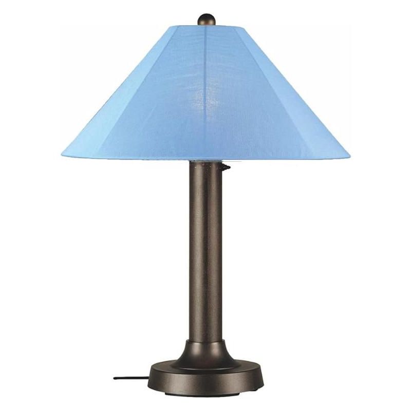Patio Living Concepts Catalina Table Lamp 39647 with 3 bronze body and sky blue Sunbrella shade fabric, 1 of 2