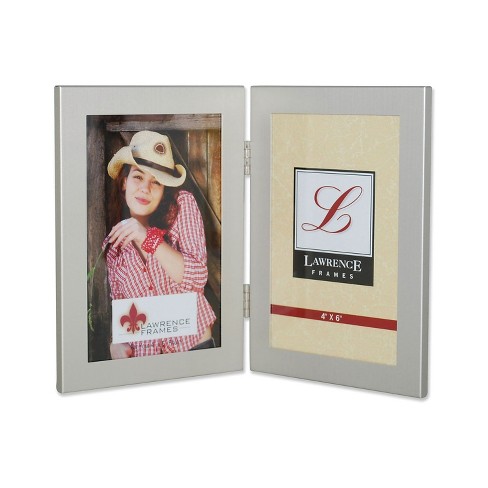 Brushed Silver Metal Picture Frame with Vertical White Mat 4x6