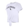 MLB Colorado Rockies Women's White Front Knot T-Shirt - 3 of 4