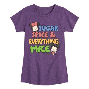 Girls' - Disney - Mickey and Minnie Mouse Sugar Spice Everything Nice Fitted Short Sleeve Graphic T-Shirt - 1 of 4