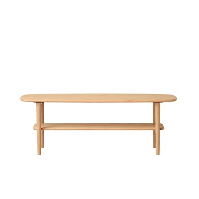 NicBex 39.37"/47.24" Solid Wood Low Coffee Table,Center Table with Storage,Oak Coffee Tables for Living Room,Dining Room,Office