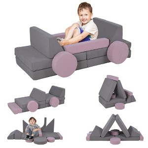 Qaba Modular Kids Play Couch, Kids Couch for Playroom or Bedroom, Foam Couch for Kids with Washable Cover for Toddlers 18+ Months - 1 of 4