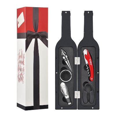 Tirrinia Wine Accessories Gift Set-Wine Bottle Corkscrew Opener Kit, Drip Ring, Foil Cutter and Wine Pourer and Stopper, Gift Ideas for Wine Lovers