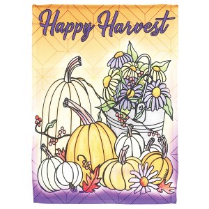 Magnolia Garden Happy Harvest Pumpkins 13 x 18 Inch Polyester Garden Flag - 1 of 2