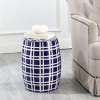 Eytan 18.25" Garden Stool - ACS4602 - Indoor/Outdoor - Navy/White - Safavieh - 2 of 4