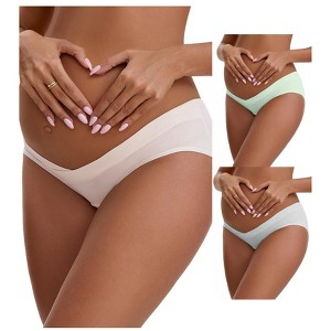 INSPIRE CHIC Women's Cotton Low Waist Under the Bump Maternity Briefs Pregnancy Underwear 3 Packs - 1 of 4