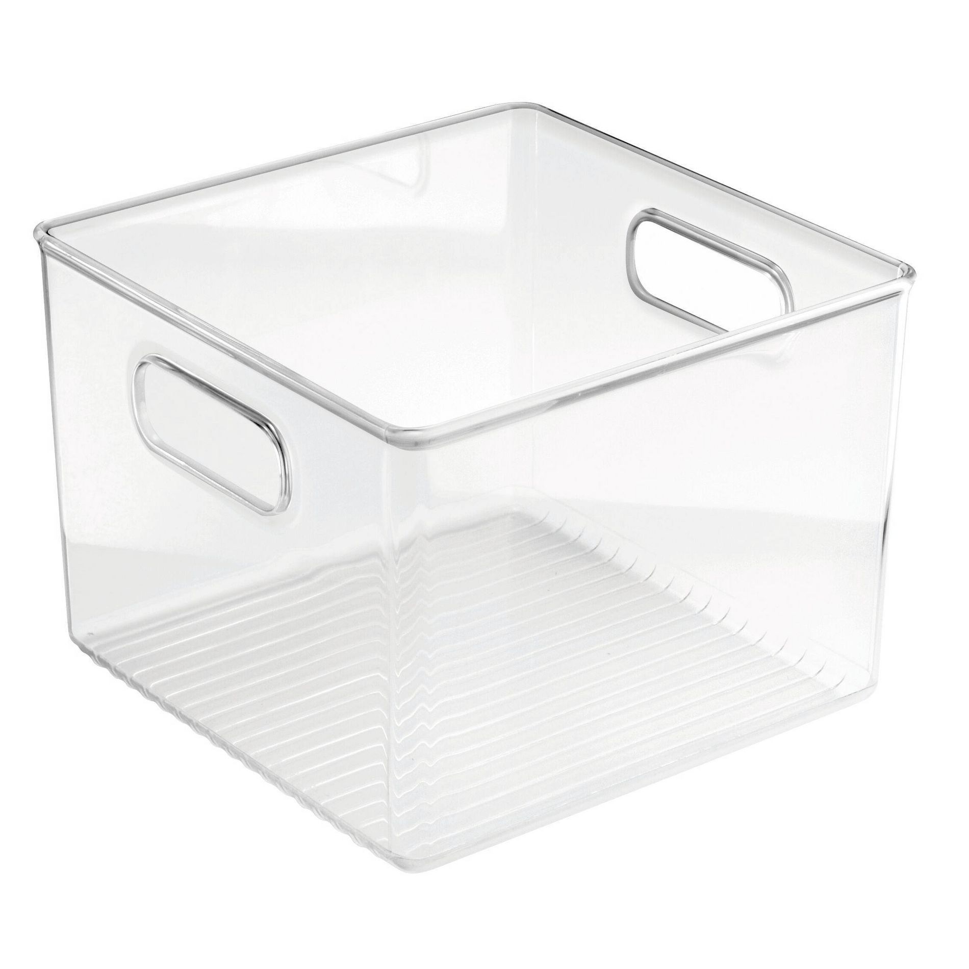 iDESIGN Plastic Fridge and Pantry Organizer Bin with Integrated Handle Clear: Kitchen Storage, 8x8x6, Spot Clean