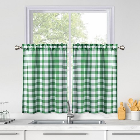 Buffalo Check Gingham Print Rod Pocket Short Kitchen Curtains - image 1 of 2