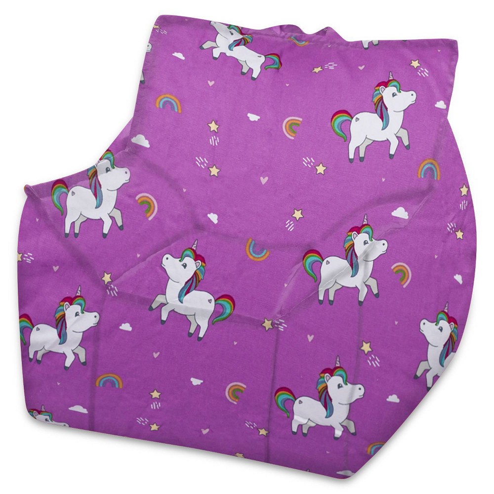 Photos - Bean Bag 25" Newport Canvas  Chair Rainbow Unicorns - Posh Creations