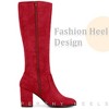 Perphy Women's Round Toe Chunky Heels Side Zip Knee-High Dress Prom Boot - 4 of 4
