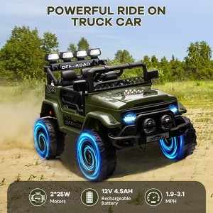 12V Ride On Truck Car,Kids Electric Vehicle with Parent Remote Control,Ride On Toy Truck with Spring Suspension, 3 Speeds,Lights,Music for Kids 3-8 - 1 of 4