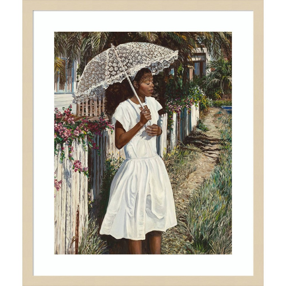 Amanti Art  Lace Umbrella by Merryl Jaye Wood Framed Wall Art Print