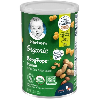 Gerber Organic BabyPops Peanut Puffed Corn & Oat Baby Snacks - 1.23oz