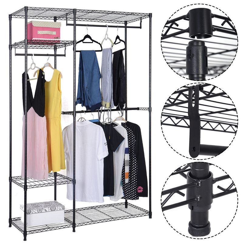 Costway 48''x18''x71'' Closet Organizer Garment Rack Portable Clothes Hanger Home Shelf, 2 of 11