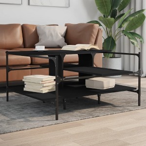vidaXL Coffee Table Black 39.4 in.x39.4 in.x19.1 in. EngineeredWood - 1 of 4