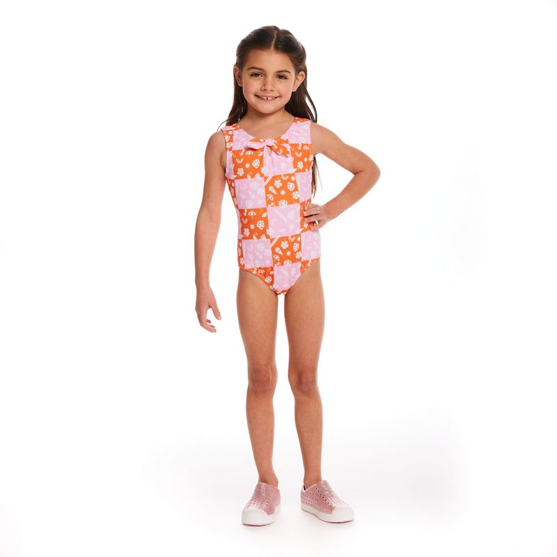 Andy & Evan  Toddler  Pink Checker Tie Detail Swimsuit, 2 of 6