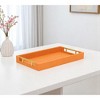 HomeRoots 16" Orange And Gold Faux Shagreen Handmade Serving Tray With Handles - 2 of 4