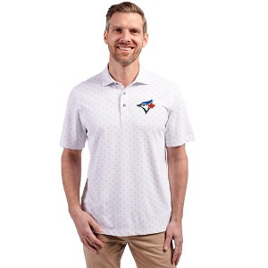 Toronto Blue Jays Cutter & Buck Virtue Eco Pique Tile Print Recycled Mens Polo - 1 of 1