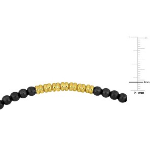 EVERLY JEWELRY |Men's Yellow Plated Sterling Silver 4mm Black Titanium Spring Bead Elastic Bracelet - 9 in - 1 of 4