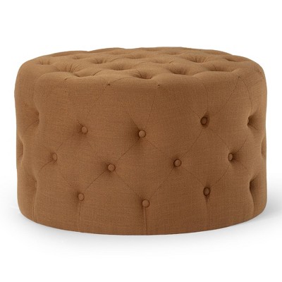 Maven Lane Marcy Traditional Round Ottoman in Fabric Upholstery