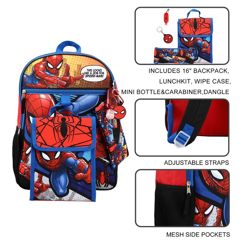 Marvel Spiderman Backpack Accessories 6 Piece Value Set for Boys, 5 of 7