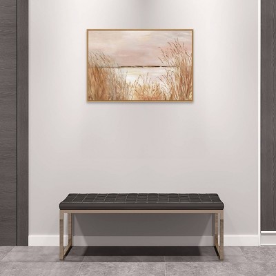 Golden Pink Beach Landscape Canvas Print with Float Frame