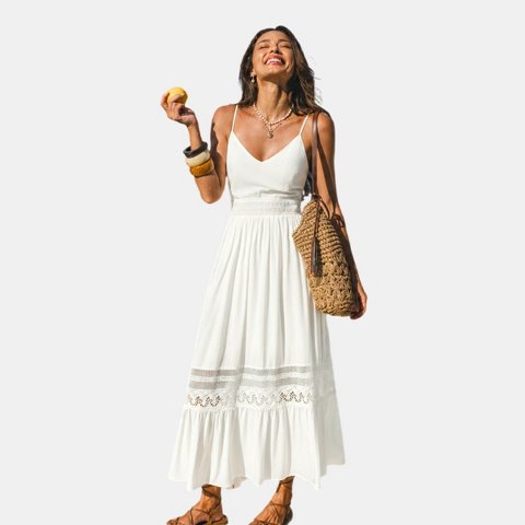 Женские платья Cupshe Women's Maxi Dress With Eyelet Detail-L-White