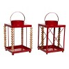 Transpac Metal Red Beaded Lantern Set of 2 Christmas Home Decorations - 3 of 4
