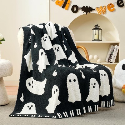 Amelie Home Chenille Knit Soft Cozy Throw, Reversible Festive Pattern, Fall Gift Blanket, Stylish Autumn Decor for Couch Bed