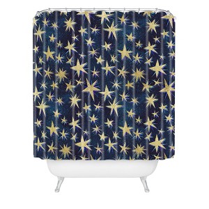 Schatzi Starry Galaxy Shower Curtain Brown/Yellow - Deny Designs: Polyester Microfiber, Buttonhole Top, Machine Washable - 1 of 3