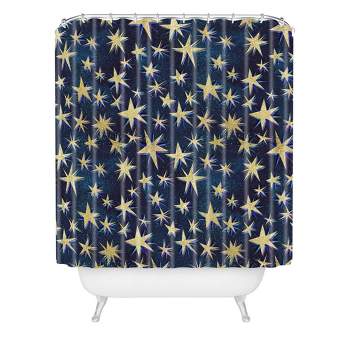 Schatzi Starry Galaxy Shower Curtain Brown/Yellow - Deny Designs