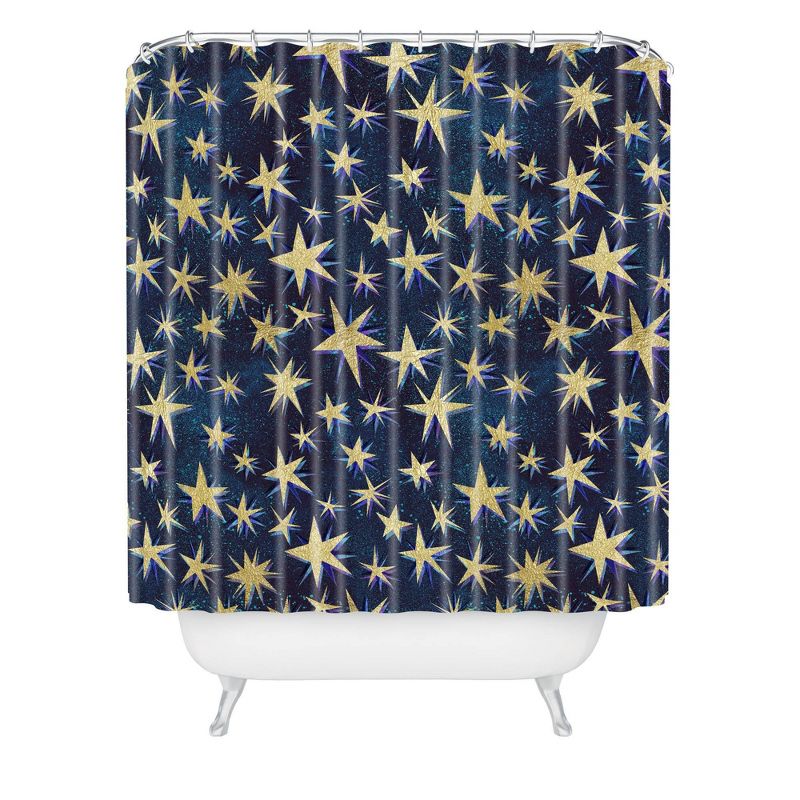Schatzi Starry Galaxy Shower Curtain Brown/Yellow - Deny Designs, 1 of 5
