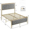 Jojoka Full Size Bed Frame with Button Tufted Headboard, Metal Platform, 12.6" Underbed Storage, No Box Spring Needed, Sturdy Quiet Design,Noise-Free - 2 of 4