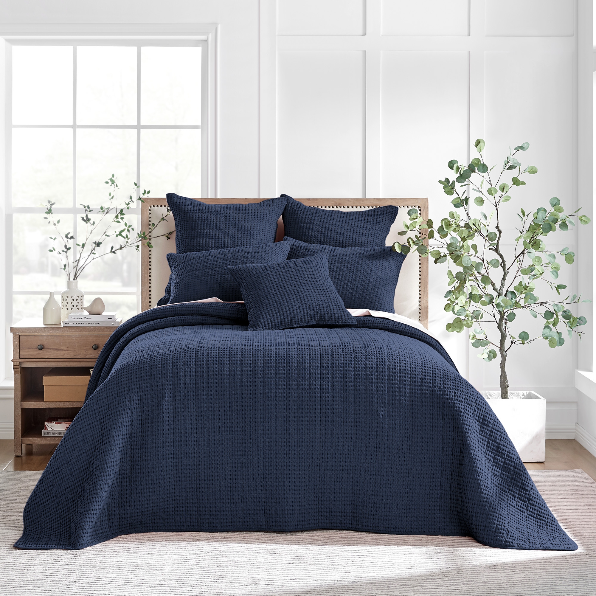 Mills Waffle Navy King Bedspread Set - Levtex Home